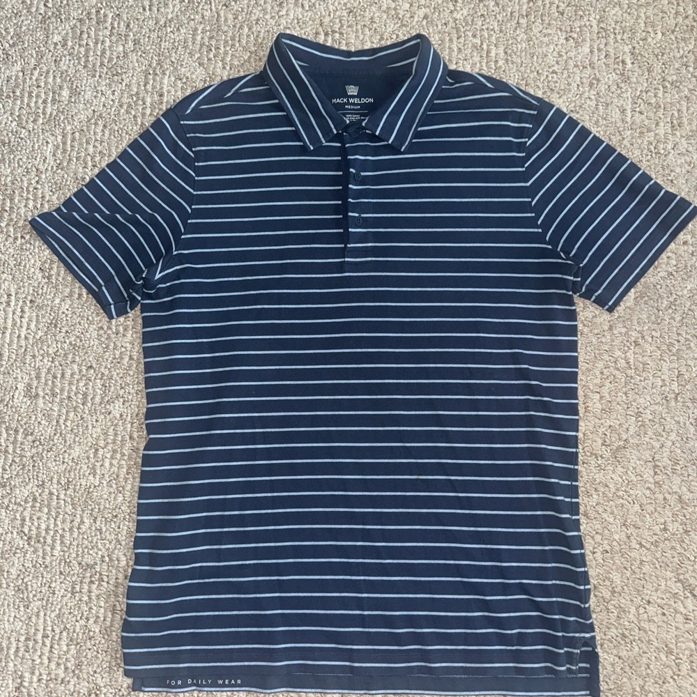 Mens Mack Weldon  Blue Pima Cotton Short Sleeve Polo Shirt Size Medium EUC